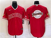 Men's San Diego Padres Red Team Big Logo Cool Base With Patch Stitched Baseball Jersey,baseball caps,new era cap wholesale,wholesale hats